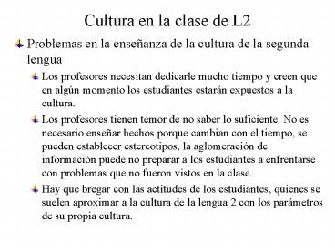 Cultura en la clase de L2