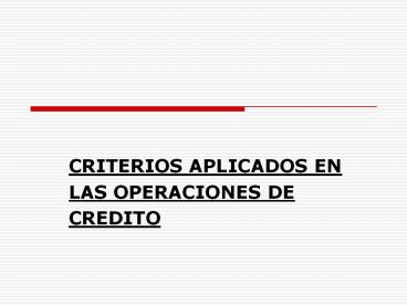 CRITERIOS APLICADOS EN