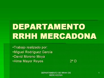 DEPARTAMENTO RRHH MERCADONA