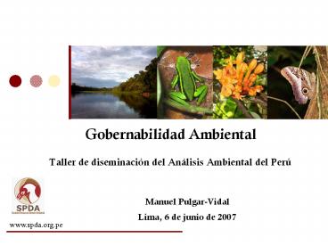 Gobernabilidad Ambiental Taller de diseminacin del Anlisis Ambiental del Per