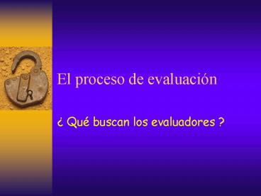 El proceso de evaluacin