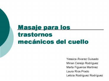 Masaje para los trastornos mec