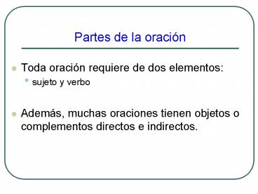 Partes de la oracin