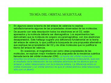 TEORA DEL ORBITAL MOLECULAR