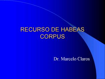 RECURSO DE HABEAS CORPUS