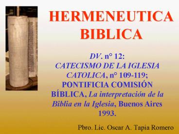HERMENEUTICA BIBLICA