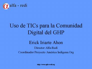 Uso de TICs para la Comunidad Digital del GHP