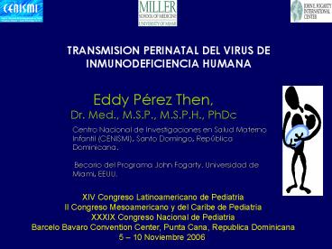 TRANSMISION PERINATAL DEL VIRUS DE INMUNODEFICIENCIA HUMANA