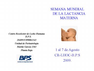 Centro Recolector de Leche Humana B'P'S'