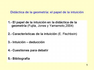 Didctica de la geometra: el papel de la intuicin