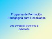 Programa de Formacin Pedaggica para Licenciados