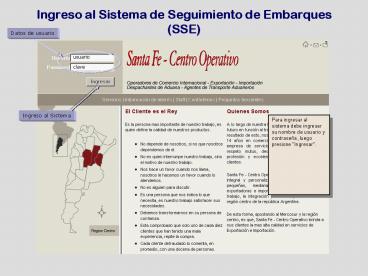 Ingreso al Sistema de Seguimiento de Embarques (SSE)