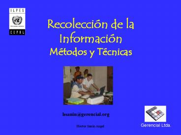 Recoleccin de la Informacin Mtodos y Tcnicas