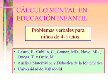 CLCULO MENTAL EN EDUCACIN INFANTIL