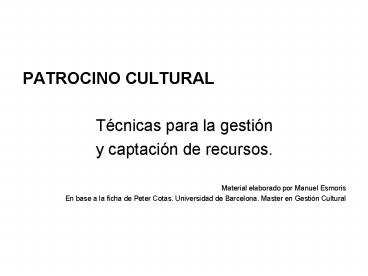 PATROCINO CULTURAL