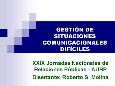 GESTIN DE SITUACIONES COMUNICACIONALES DIFCILES
