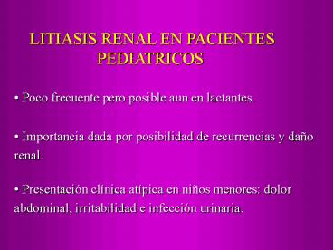 LITIASIS RENAL EN PACIENTES