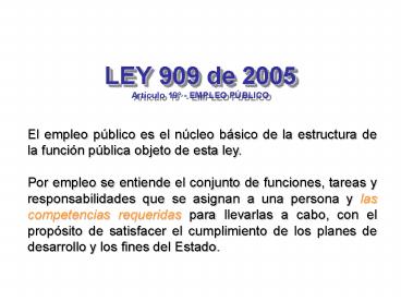 LEY 909 de 2005 Art