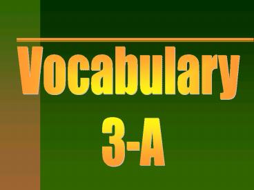 Vocabulary