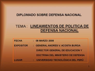 DIPLOMADO SOBRE DEFENSA NACIONAL