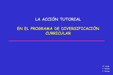 LA ACCIN TUTORIAL EN EL PROGRAMA DE DIVERSIFICACIN CURRICULAR