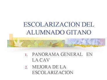 ESCOLARIZACION DEL ALUMNADO GITANO
