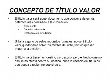 CONCEPTO DE TTULO VALOR