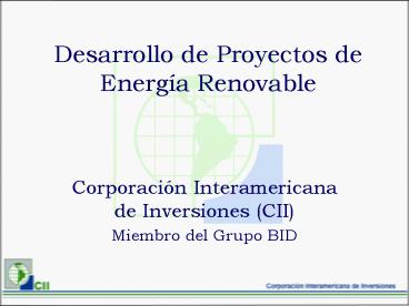 Desarrollo de Proyectos de Energa Renovable