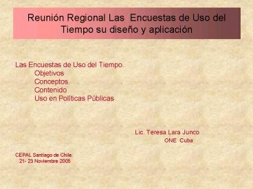 Las Encuestas de Uso del Tiempo'