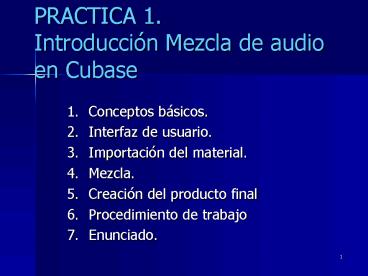 PRACTICA 1' Introduccin Mezcla de audio en Cubase