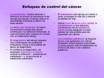 Enfoques de control del cncer