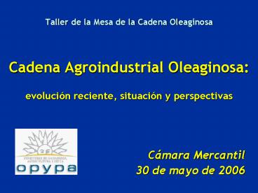 Taller de la Mesa de la Cadena Oleaginosa  Cadena Agroindustrial Oleaginosa: evoluci
