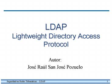 LDAP Lightweight Directory Access Protocol