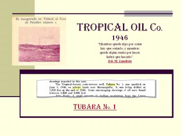 TROPICAL OIL Co. 1946 