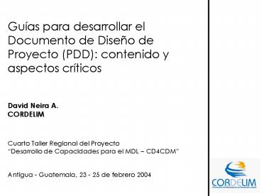 Guas para desarrollar el Documento de Diseo de Proyecto presentation ...
