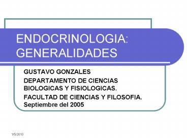 ENDOCRINOLOGIA: GENERALIDADES