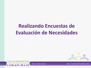 Realizando Encuestas de Evaluacin de Necesidades
