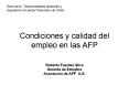 Condiciones y calidad del empleo en las AFP PowerPoint PPT Presentation