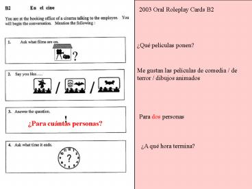 2003 Oral Roleplay Cards B2