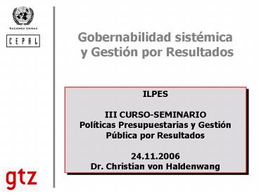 Gobernabilidad sistmica y Gestin por Resultados