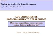 LOS CRITERIOS DE POSICIONAMIENTO TERAPEUTICO