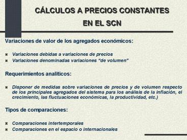 CLCULOS A PRECIOS CONSTANTES EN EL SCN