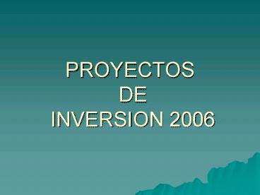 PROYECTOS DE INVERSION 2006