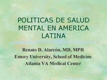 POLITICAS DE SALUD MENTAL EN AMERICA LATINA
