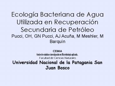 Ecologia bacteriana del agua de recuperacion Secundaria