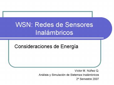 WSN: Redes de Sensores Inalmbricos