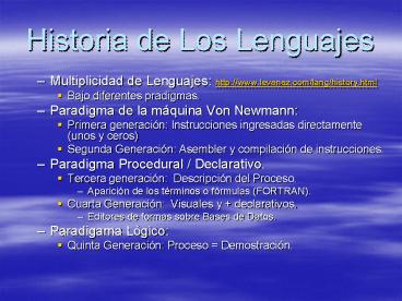 Historia de Los Lenguajes