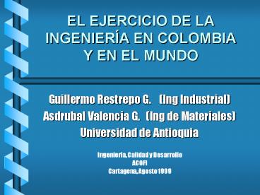 EL EJERCICIO DE LA INGENIER