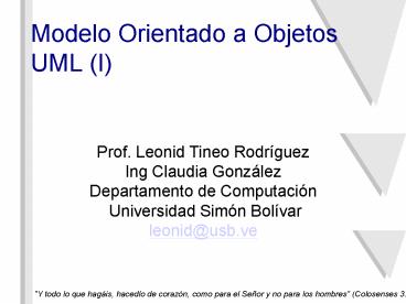Modelo Orientado a Objetos UML I