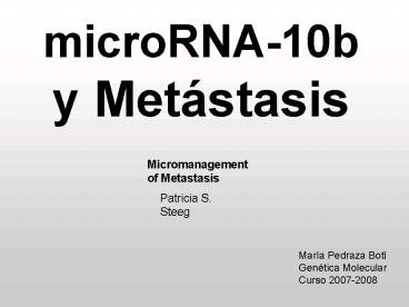 microRNA10b y Metstasis